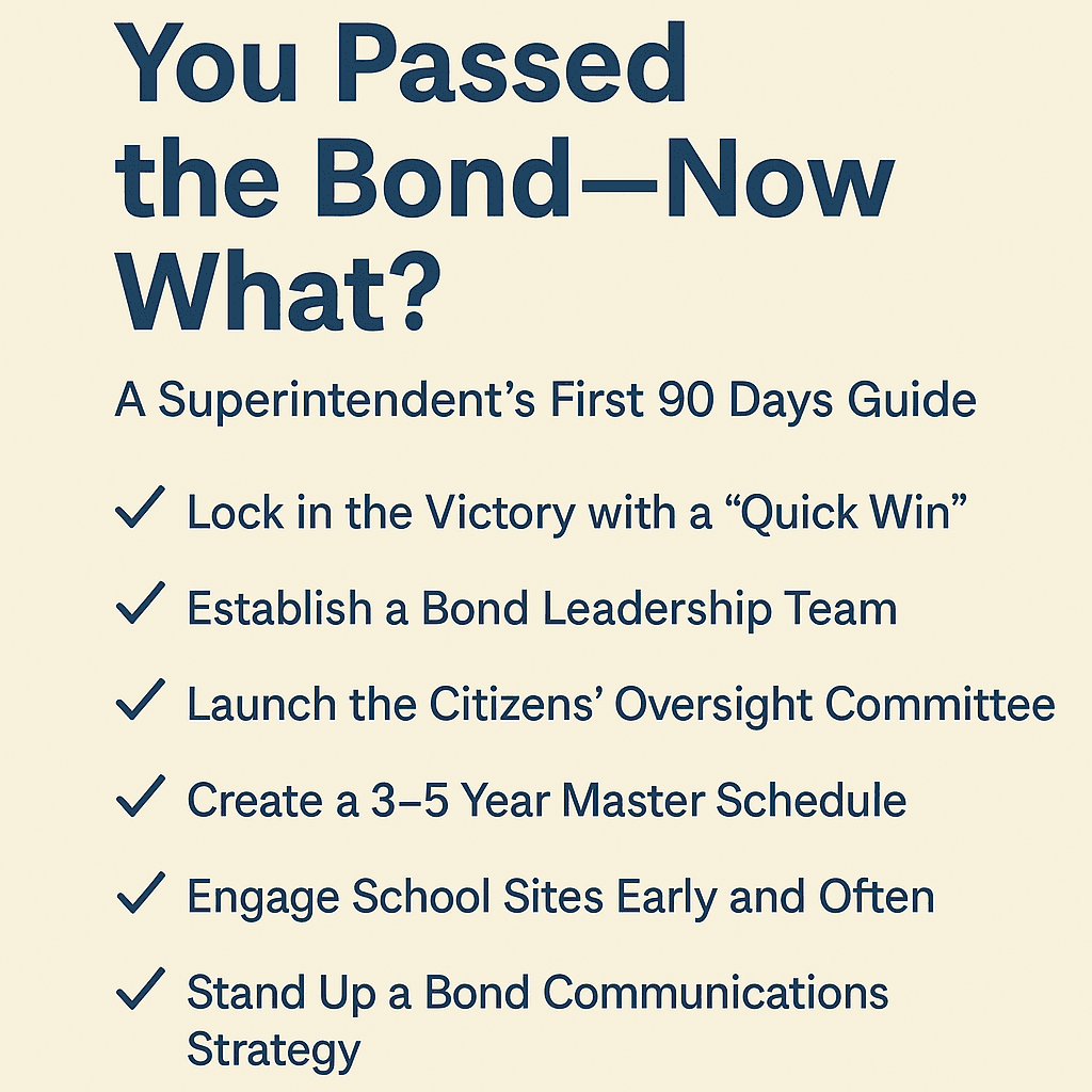 You Passed the Bond—Now What? A Superintendent’s First 90 Days Guide